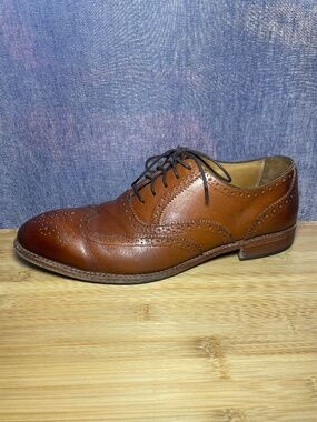 Beckett Simonon Men's Yates Oxford Wingtip Lace Up Leather Dress Shoes Brown 10